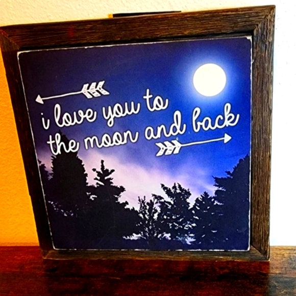 Art Print Dual Inset Block Wall Art Moon Love Homestead Wall Decor Cottagecore - Picture 8 of 9